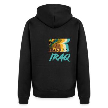 Faravahar Lamassu Iran Persien Gottheit Antik Sume - Unisex Premium Bio Zip Hoodie - Schwarz - Hinten - Nico (187cm)
