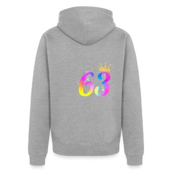 63. Geburtstag Geschenkidee Für 63 Jahre Alt - Unisex Premium Bio Zip Hoodie - Grau meliert - Hinten - Nico (187cm)