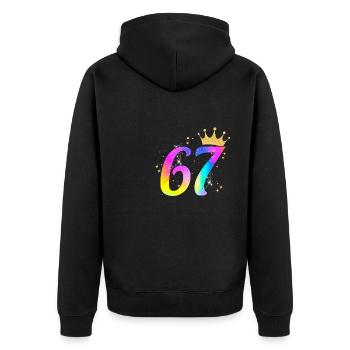 67. Geburtstag Geschenkidee Für 67 Jahre Alt - Unisex Premium Bio Zip Hoodie - Schwarz - Hinten - Nico (187cm)