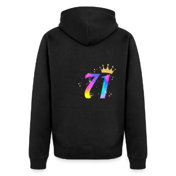 71. Geburtstag Geschenkidee Für 71 Jahre Alt - Unisex Premium Bio Zip Hoodie - Schwarz - Hinten - Nico (187cm)