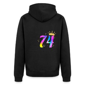 74. Geburtstag Geschenkidee Für 74 Jahre Alt - Unisex Premium Bio Zip Hoodie - Schwarz - Hinten - Nico (187cm)