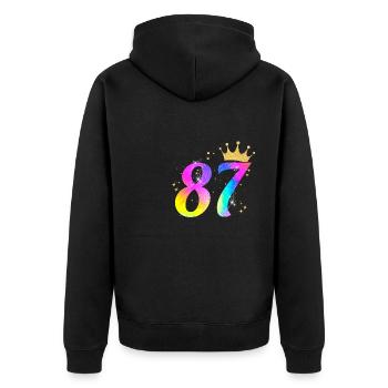 87. Geburtstag Geschenkidee Für 87 Jahre Alt - Unisex Premium Bio Zip Hoodie - Schwarz - Hinten - Nico (187cm)