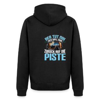 Ski Skifahren Skifahrer Der tut nix - Unisex Premium Bio Zip Hoodie - Schwarz - Hinten - Nico (187cm)