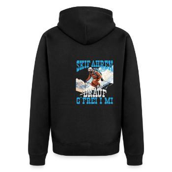 Skifahrer Skiurlaub Ski Drauf G´Frei I Mi - Unisex Premium Bio Zip Hoodie - Schwarz - Hinten - Nico (187cm)