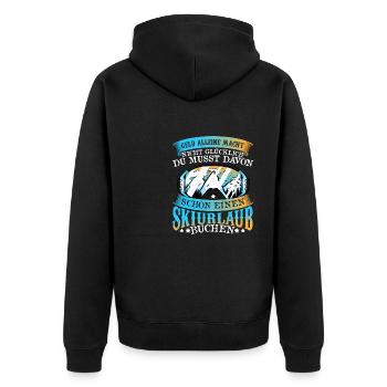 Ski Skitag Geld alleine macht nicht glücklich - Unisex Premium Bio Zip Hoodie - Schwarz - Hinten - Nico (187cm)