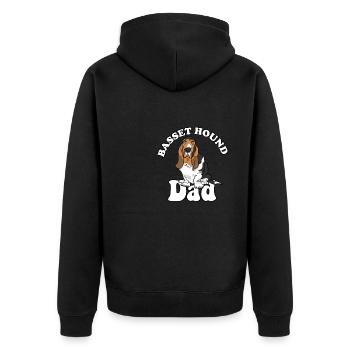Basset Hound Dad Dog Lover Funny Bassethound Dog - Unisex Premium Bio Zip Hoodie - Schwarz - Hinten - Nico (187cm)