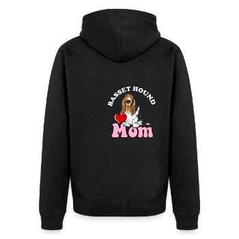 Basset Hound Mom Dog Lover Funny Bassethound Dog - Unisex Premium Bio Zip Hoodie - Schwarz - Hinten - Nico (187cm)