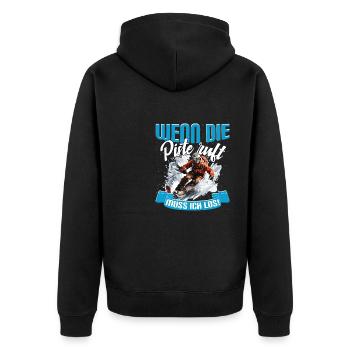 Skifahren Ski Skipiste Wenn die Piste ruft - Unisex Premium Bio Zip Hoodie - Schwarz - Hinten - Nico (187cm)