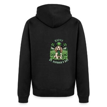 Irish Setter St. Patrick's Day Green Hat Pup - Unisex Premium Bio Zip Hoodie - Schwarz - Hinten - Nico (187cm)