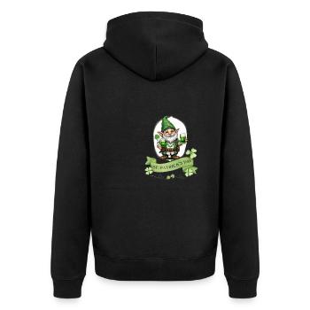 St. Patrick's Day Leprechaun I Green Beer I - Unisex Premium Bio Zip Hoodie - Schwarz - Hinten - Nico (187cm)