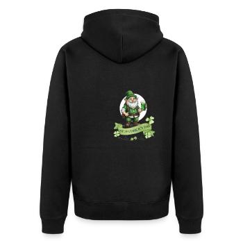 St. Patrick's Day Leprechaun I Green Beer I - Unisex Premium Bio Zip Hoodie - Schwarz - Hinten - Nico (187cm)