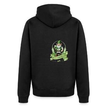 St. Patrick's Day Leprechaun I Green Beer I - Unisex Premium Bio Zip Hoodie - Schwarz - Hinten - Nico (187cm)