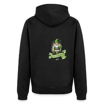 St. Patrick's Day Leprechaun I Green Beer I - Unisex Premium Bio Zip Hoodie - Schwarz - Hinten - Nico (187cm)