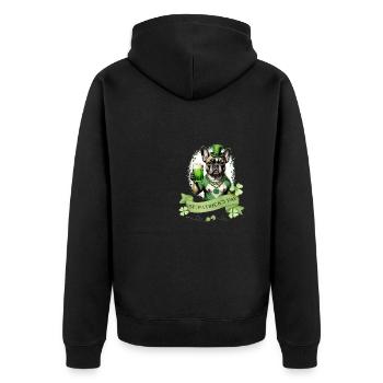 Bouledogue français de la Saint-Patrick I St. Paddy’s - Veste à capuche bio Premium Unisexe - noir - Dos - Nico (187cm)