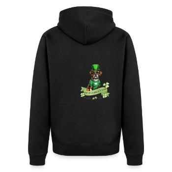 Boxer Dog St. Patrick's Day I Irish Green Hat St - Unisex Premium Bio Zip Hoodie - Schwarz - Hinten - Nico (187cm)