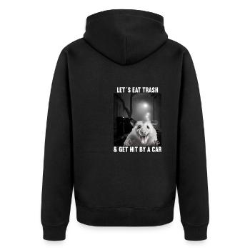 Lets eat Trash and get hit by a Car Opossum Possum - Unisex Premium Organic Zip Hoodie - black - Back - Nico (187cm)