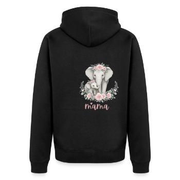 Mama Heart Floral Wreath Elephant Baby Shower - Unisex Premium Bio Zip Hoodie - Schwarz - Hinten - Nico (187cm)