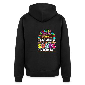 Süßigkeiten Liebhaber Spruch Für Eine Naschkatze - Unisex Premium Bio Zip Hoodie - Schwarz - Hinten - Nico (187cm)