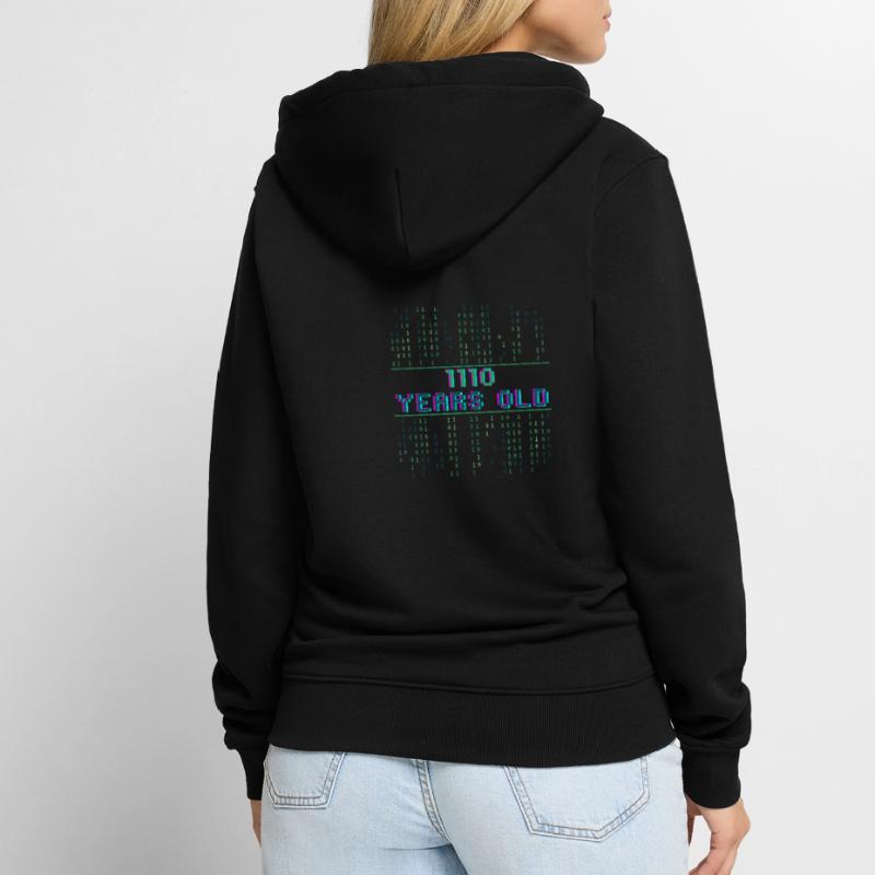 14th Birthday 14 Years Old Binary Code Coder Unisex Premium Organic Zip Hoodie