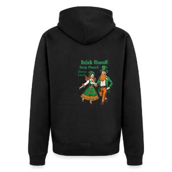 IRISH DANCE STEP PROUD DANCE LOUD - Unisex Premium Bio Zip Hoodie - Schwarz - Hinten - Nico (187cm)