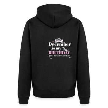 Décembre est mon anniversaire Oui tout le mois né - Veste à capuche bio Premium Unisexe - noir - Dos - Nico (187cm)