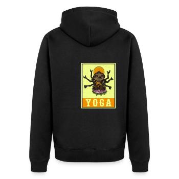 Niedlich Yoga Lotus Namaste Buddha Yogalehrer - Unisex Premium Bio Zip Hoodie - Schwarz - Hinten - Nico (187cm)