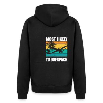 Most Likely To Overpack Matching Family Cruise - Unisex Premium Organic Zip Hoodie - black - Back - Nico (187cm)