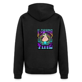 K-Drama Liebhaber Lustig KDrama Mutter - Unisex Premium Bio Zip Hoodie - Schwarz - Hinten - Nico (187cm)