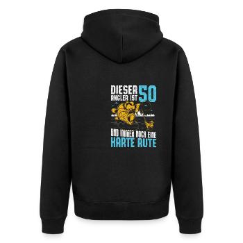 50. Angler Geburtstag 50 Jahre alt - Unisex Premium Bio Zip Hoodie - Schwarz - Hinten - Nico (187cm)