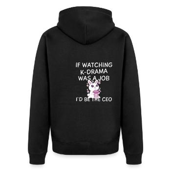K-Drama Liebhaber Lustig KDrama Mutter - Unisex Premium Bio Zip Hoodie - Schwarz - Hinten - Nico (187cm)