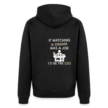 K-Drama Liebhaber Lustig KDrama Mutter - Unisex Premium Bio Zip Hoodie - Schwarz - Hinten - Nico (187cm)
