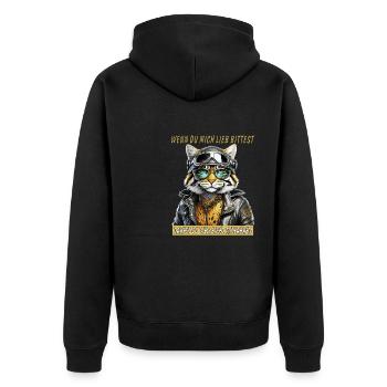BLOUSON EN CUIR DE CHAT MOTO AVEC CONDUITE - Veste à capuche bio Premium Unisexe - noir - Dos - Nico (187cm)