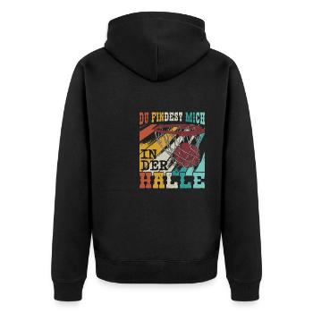 Basketball Basketballhaller - Unisex Premium Bio Zip Hoodie - Schwarz - Hinten - Nico (187cm)