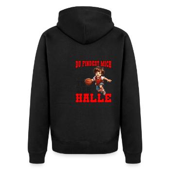 Basketball Basketballhaller - Unisex Premium Bio Zip Hoodie - Schwarz - Hinten - Nico (187cm)