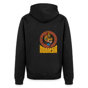 Bali Wayang Marionette Java Indonesien Reise - Unisex Premium Bio Zip Hoodie - Schwarz - Hinten - Nico (187cm)