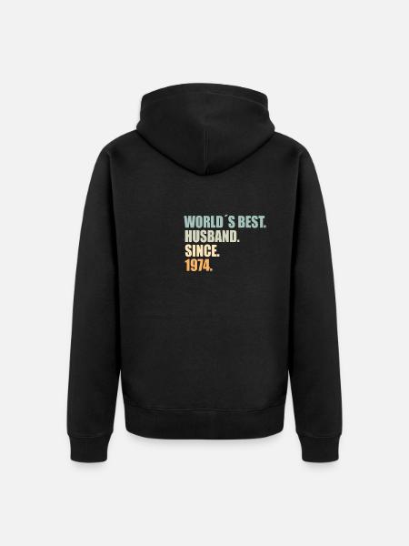 Best husband since 1974 50th wedding anniversary - Unisex Premium Organic Zip Hoodie - black