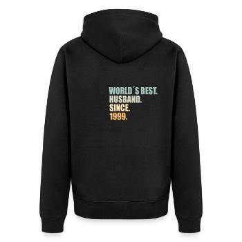 Best husband since 1999 25th wedding anniversary - Unisex Premium Organic Zip Hoodie - black - Back - Nico (187cm)