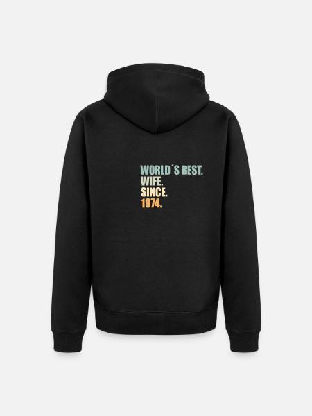 Best wife since 1974 50th wedding anniversary - Unisex Premium Organic Zip Hoodie - black
