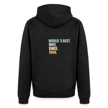 Beste Ehefrau seit 1999 25.Hochzeitstag - Unisex Premium Bio Zip Hoodie - Schwarz - Hinten - Nico (187cm)