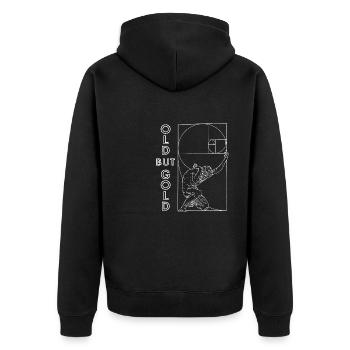 Geometrie Goldener Schnitt Fibonacci Spirale - Unisex Premium Bio Zip Hoodie - Schwarz - Hinten - Nico (187cm)