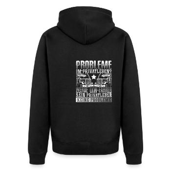 LKW Berufskraftfahrer LKW-Fahrer - Unisex Premium Bio Zip Hoodie - Schwarz - Hinten - Nico (187cm)