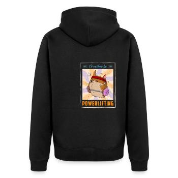 Hund Muskeln Training Powerlifting kreuzheben - Unisex Premium Bio Zip Hoodie - Schwarz - Hinten - Nico (187cm)
