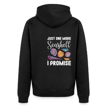 Just one Seashell I promise - Unisex Premium Bio Zip Hoodie - Schwarz - Hinten - Nico (187cm)