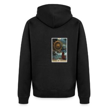 Tarot Card Wheel of Fortune Wheel of Fortune - Unisex Premium Organic Zip Hoodie - black - Back - Nico (187cm)