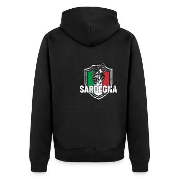 Sardegna Mittelmeer Italien Sardinien Urlaub - Unisex Premium Bio Zip Hoodie - Schwarz - Hinten - Nico (187cm)