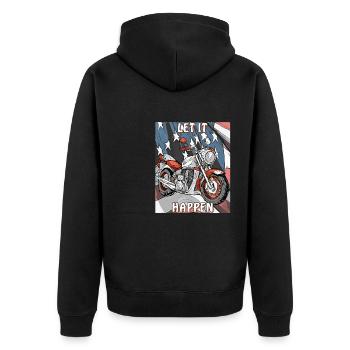 MOTORBIKE LET IT HAPPEN - Unisex Premium Organic Zip Hoodie - black - Back - Nico (187cm)
