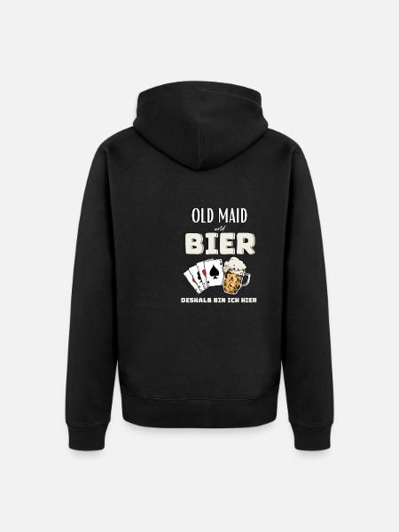 Old Maid und Bier - Unisex Premium Bio Zip Hoodie - Schwarz