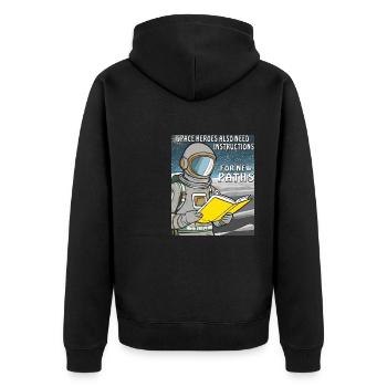 SPACE HEROES ALSO NEED INSTRUCTIONS FOR NEW PATHS - Unisex Premium Organic Zip Hoodie - black - Back - Nico (187cm)