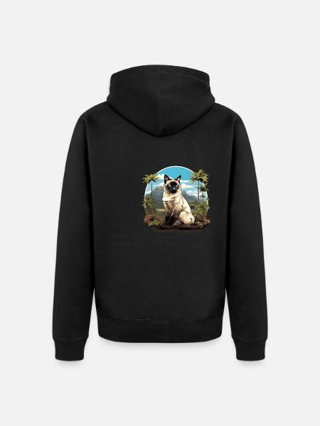 Balinese Cat Balinesenkatze - Unisex Premium Organic Zip Hoodie - black