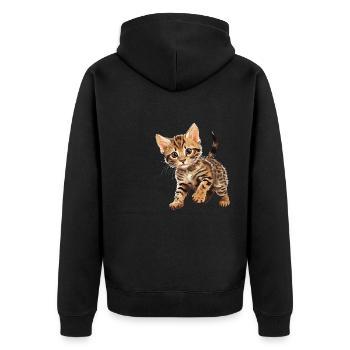 Bengal Cat Bengalkatze - Unisex Premium Bio Zip Hoodie - Schwarz - Hinten - Nico (187cm)